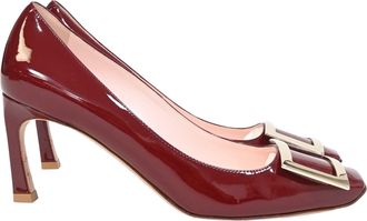 Roger Vivier Trompette Square-Toe Pumps Burgundy Patent Leather