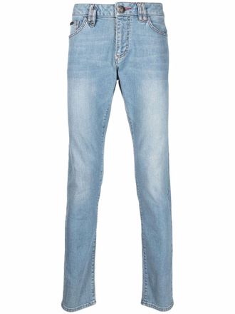 Philipp Plein logo slim-fit jeans - Blue