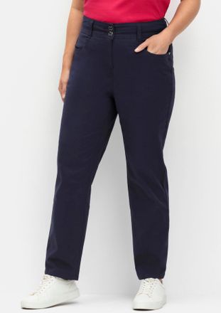 Sheego Webhose SHEEGO, Damen, Gr. 44, Normalgr&ouml;ssen, blau (tiefblau), 98% Baumwolle, 2% Elasthan, unifarben, Hosen Webhose