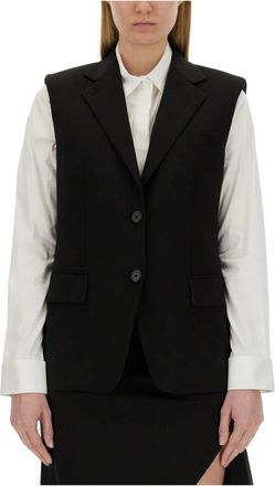 Helmut Lang Wollen Blazer Vest - Dames - Gillet - Zwart - 2XS - Wol - Kostuums