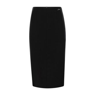 Elisabetta Franchi Midi Skirts, female, Black, Size: S Fitted Wool Knit Pencil Skirt