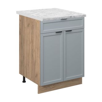 Vicco Mueble Bajo De Cocina Fame-line, Azul Claro-gris, 60 Cm Con Caj&oacute;n, Et M&aacute;rmol Vicco