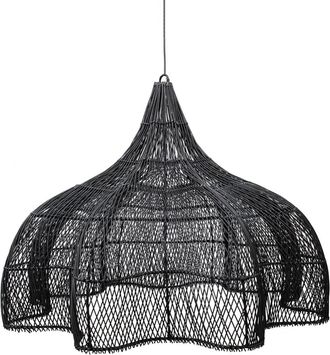 Bazar Bizar L&aacute;mpara colgante de rat&aacute;n en negro 110x110x80 cm