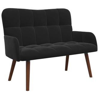 vidaXL Sof&aacute; De 2 Plazas Negro 115 X 61 X 87 Cm Terciopelo Vidaxl