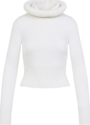 Alaia White Sculptural Hood Ribbed Jumper