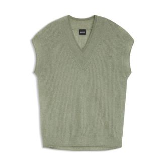 BOSS V-neck top in a knit alpaca blend