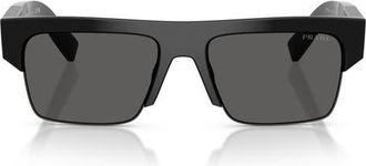 Prada 55mm Rectangular Sunglasses in Black/dark Grey at Nordstrom