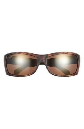 Maui Jim 65mm Polarized Shield Sunglasses in Tortoise Tortoise Bronze at Nordstrom Rack