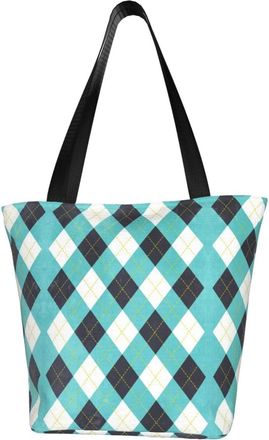 AOOEDM Plaid Pattern Tote Bag Women Capacity Shoulder Grocery Shopping Bags