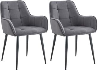 Clp Clp - Lote De 2 Sillas De Comedor De Terciopelo Ferndale Gris Oscuro
