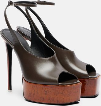 The Attico Ornella leather platform slingback pumps