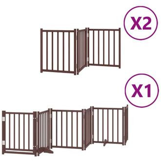 vidaXL Puerta De Perros Plegable 12 Paneles Madera &Aacute;lamo Marr&oacute;n 600 Cm Vidaxl