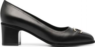 Ferragamo Womens Gancini Buckle Leather Pumps In Black