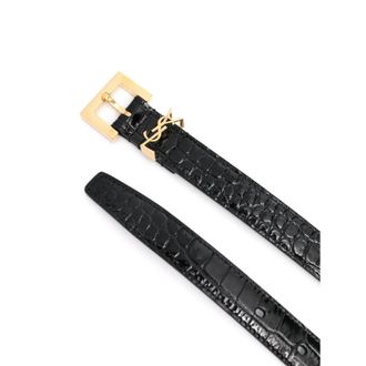 Saint Laurent Cassandre Crocodile-embossed Belt