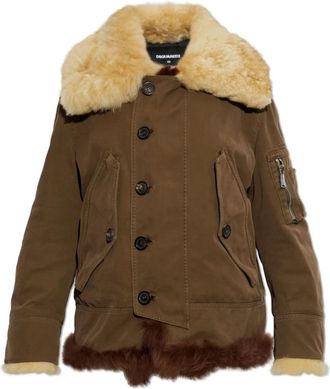 Dsquared2 Jassen, Dames, Bruin, XS, Jas met Faux Bontkraag