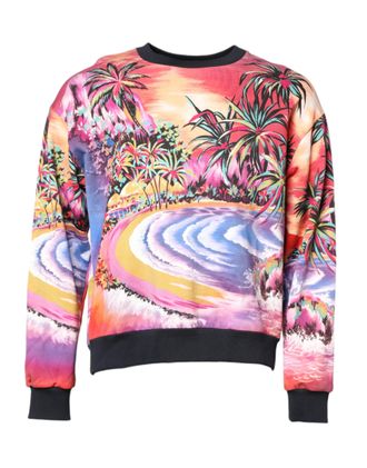 Dolce & Gabbana Multicolor Print Crew Neck Pullover Mens Sweater