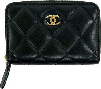 Chanel Black Leather Coin Purse/Coin Case (Pre-Owned)