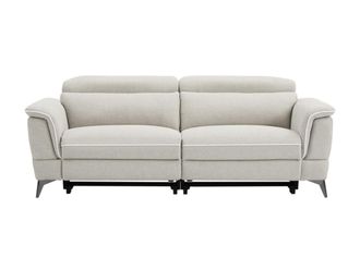 VENTE-UNIQUE.COM Sof&aacute; relax poli&eacute;ster 3 plazas beige 216x102cm