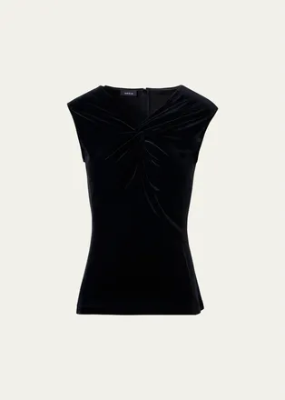 Akris Twisted Velvet Jersey Sleeveless Top