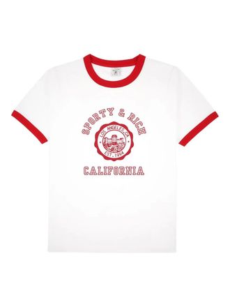 Sporty & Rich ringer graphic T-shirt - women - Cotton - M - White