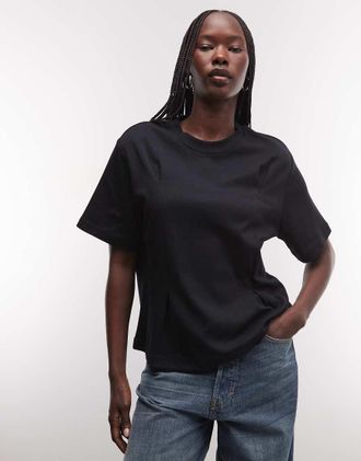 AllSaints Sofia Lisa T-shirt squadrata a maniche corte nera-Nero