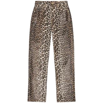 Ganni Jeans met luipaardprint van katoenmix - Dames - Straight fit broeken - Veelkleurig - W29 - Katoen - Broeken