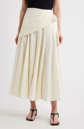 Mango Falda Milos Faux Wrap Cotton Skirt in Off White at Nordstrom, Size 10