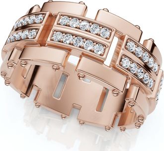 Pompeii3 3/4Ct Mens Round Cut Diamond 10MM Wide Ring Wedding Band 10k Gold Lab Grown