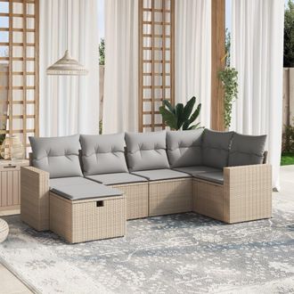 vidaXL Vidaxl - Juego De Sof&aacute;s Jard&iacute;n Con Cojines Beige Mezcla 6 Pzas Rat&aacute;n Pe