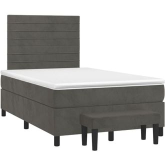 vidaXL Cama Box Spring Con Colch&oacute;n Terciopelo Gris Oscuro 120x190 Cm Vidaxl