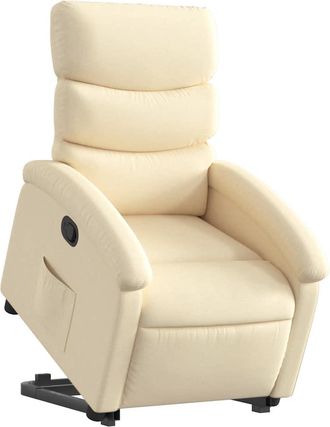 vidaXL Poltrona Alzapersona Reclinabile Crema In Tessuto - Vidaxl