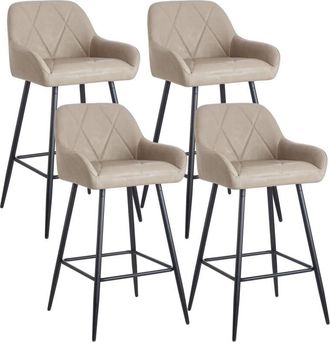 Ainpecca 4x Bar Stools PU Leather Dining Room Kitchen Breakfast High Chairs Footrest Barstool,4PCS Latte