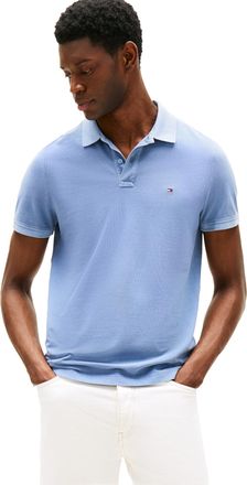 Tommy Hilfiger Mens Short Sleeve Casual Polo Shirts in Regular Fit with Garment Dye Cotton, Brisk Blue, S