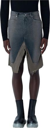 Rick Owens Slivered Midi Rok - Heren - Denim shorts - Blauw - W28 - Denim - Korte Broeken