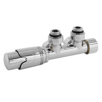 ECD Germany Ecd Germany - Kit De Conexi&oacute;n Central Termostato Para Radiadores Color Cromo 50mm Juego De Conexi&oacute;n Para Espaciado De Tuber&iacute;a M&uacute;ltibloque De Dos Tuber