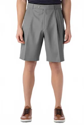 Ballin Micro Nano Travel Twill Performance Gabardine Pleated Shorts In Grey