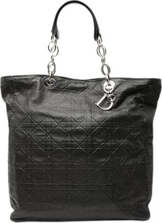 Dior Pre-owned Tote Bags, female, Black, Size: ONE SIZE Pre-owned Quilted Lambskin Tote