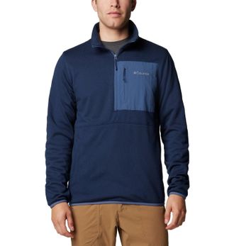 Columbia Hike Half Zip II Jacket Mens Collegiate Blue Fleece Mock Neck JAX889