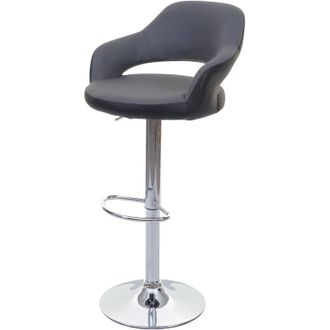 Hhg Sgabello girevole regolabile con poggiapiedi HHG 737 metallo cromato ecopelle grigio e nero
