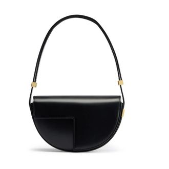 Patou Zwarte leren schoudertas - Dames - Handtassen - Zwart - ONE Size - Tassen