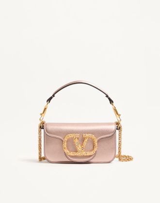 Valentino Garavani Borsa Piccola A Spalla Valentino Garavani Loc&ograve; In Vitello Laminato Con Logo Gioiello Donna ROSE CANNELLE UNI