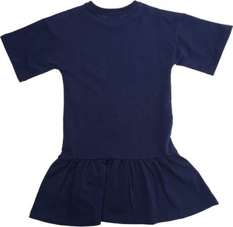 Moschino Girls Dress Crew Neck Blue Cotton