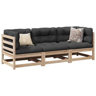 vidaXL Juego De Sof&aacute;s De Jard&iacute;n 3 Piezas Madera Maciza De Pino Vidaxl