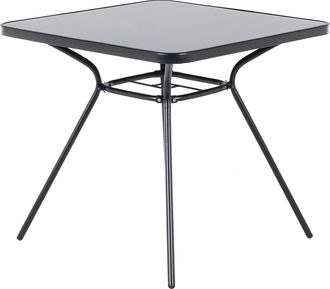 Beliani Mesa De Comedor Tablero De Acero Con Recubrimiento En Polvo Negro 80 X 80 Cm Moderna Jard&iacute;n Livo