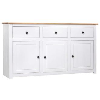 Berkfield Home Sideboard White 135x40x80 cm Solid Pinewood Panama Range | Size: 135 x 40 x 80 cm