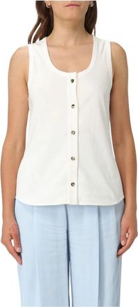 Bottega Veneta Mouwloze Top van Katoenmix met Knoopsluiting - Dames - Tops zonder mouwen - Wit - XS - Katoen - Tops