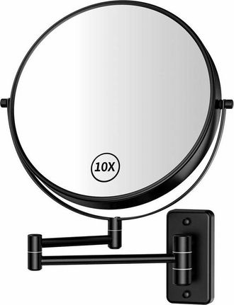Gabrielle Espejo De Maquillaje Grande De Pared Gabrielle De 20 Cm Con Aumento De 1x/10x, Giratorio 360&deg;, De Doble Cara, Extensible, Para Ba&ntilde;o, Color Negro Pulid