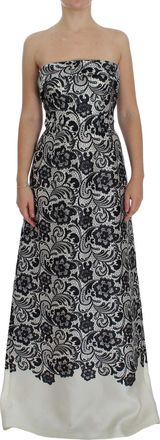 Dolce & Gabbana Kanten Maxi Jurk met Bloemenprint Avondjurk