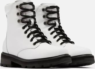Sorel Womens Lennox Lace Stkd Waterproof Boot In White Black