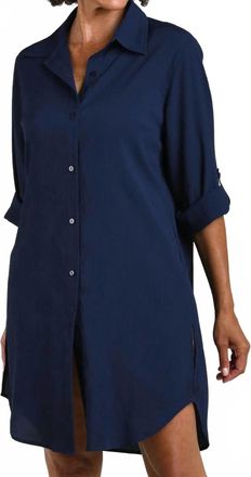 Maxine Of Hollywood Woven Covers Button Down Tunic In Indigo